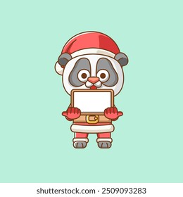 Cute panda santa claus animal kawaii chibi character mascot illustration outline style design set