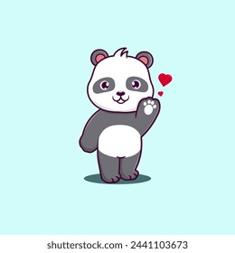Cute panda say hello cartoon illustration