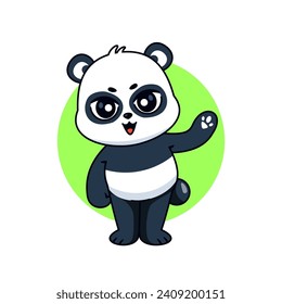 Cute Panda Say hi Cartoon Vector Illustration. Isolated Premium Vector