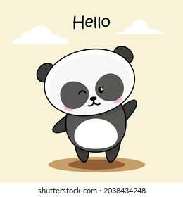 Cute panda says hello to you