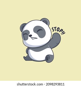 Cute panda says stop cartoon