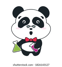 cute panda scientist cartoon illustration
