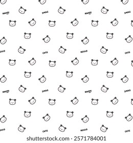 cute panda seamless hello happy lucky smile
