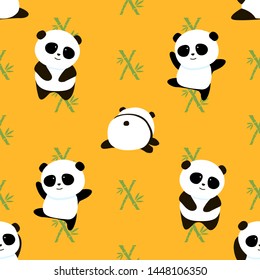 Cute Panda Seamless Pattern, Animal Background for Kids