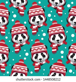 Cute panda seamless pattern. Panda Seamless Pattern Background