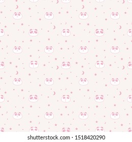 Cute panda seamless pattern background. Vector illustration.