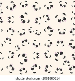 Cute panda seamless pattern background. Vector illustration. Cute pattern background