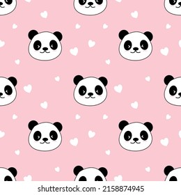 Cute Panda Seamless Pattern Background, Cartoon Panda Bears Vector illustration, Creative kids for fabric, wrapping, textile, wallpaper, apparel.