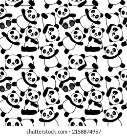 Cute Panda Seamless Pattern Background, Cartoon Panda Bears Vector illustration, Creative kids for fabric, wrapping, textile, wallpaper, apparel.