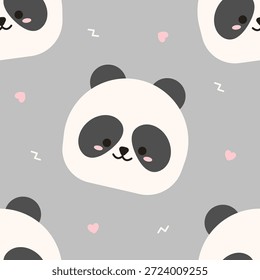 Patrón inconsútil lindo del panda con las caras de la historieta de Kawaii, fondo del Vector de los niños