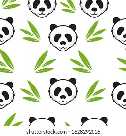 Cute Panda Seamless Pattern Vector Illustration