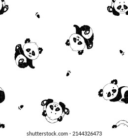Cute panda seamless repeat pattern