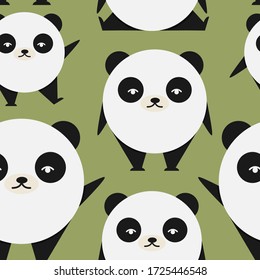 Cute Panda seamless vector pattern, Panda vector illustration in modern, flat style