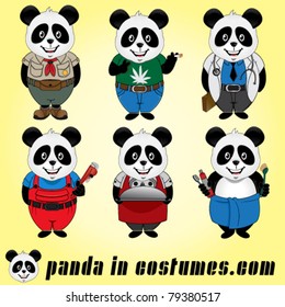 Cute Panda set on various costume