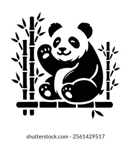 Cute panda silhouette vector illustration
