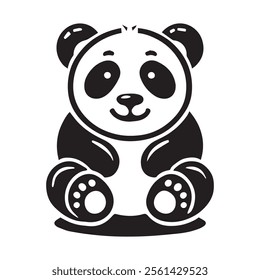 Cute panda silhouette vector illustration
