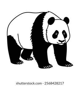cute panda silhouette vector illustration