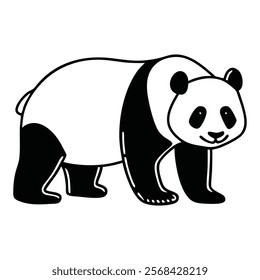 cute panda silhouette vector illustration