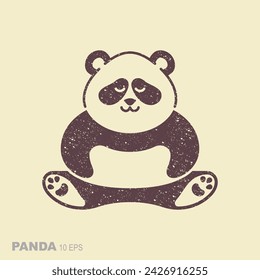Cute panda. Simple flat icon in retro style