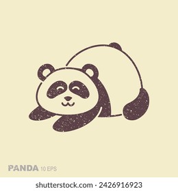 Cute panda. Simple flat icon in retro style. Vector Illustration