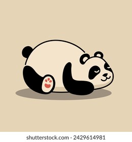 Cute panda. Simple flat icon with shadow. Vector Illustration