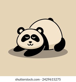 Cute panda. Simple flat icon in retro style. Vector Illustration