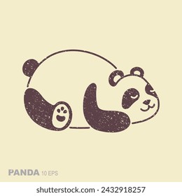 Cute panda. Simple flat icon in retro style. Vector Illustration