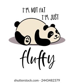 Cute panda. Simple flat icon with funny inscription .T shirt design