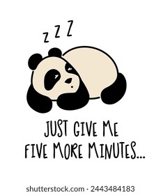 Cute panda. Simple flat icon with funny inscription. T shirt design Template