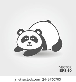 Cute panda. Simple flat icon with shadow. Vector Illustration