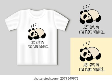 Cute panda. Simple flat icon with funny inscription. T shirt design Template with mock up