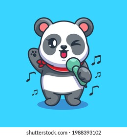 Cute panda singing cartoon design