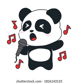 cute panda singing cartoon illustration