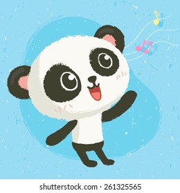 Cute panda sings a song