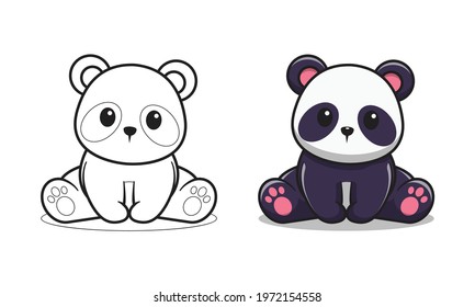 Cute panda is siting cartoon coloring pages