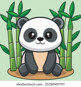 A cute panda sits in a bush