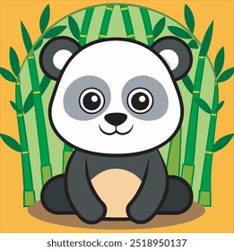 A cute panda sits in a bush