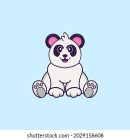 Cute Panda is sitting. Animal cartoon concept isolated. Can used for t-shirt, greeting card, invitation card or mascot.