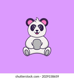 Cute Panda is sitting. Animal cartoon concept isolated. Can used for t-shirt, greeting card, invitation card or mascot.