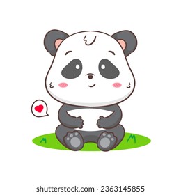 Cute panda sitzende Cartoon-Charakter. Kawaii Dekorationsdesign für Tiere. Einziger weißer Hintergrund. Vektorgrafik-Illustration