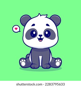 Cute Panda Sitting Cartoon Vector Icon Illustration. Animal Nature Icon Concept Isolated Premium Vector. Flat Cartoon Style