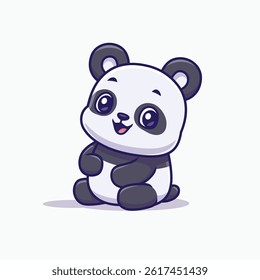 Cute Panda Sitting Cartoon Vector Icon Illustration. Animal Nature Icon Concept Isolated Premium Vector. Flat Cartoon Style