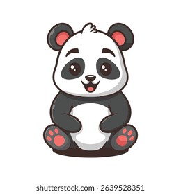 Cute Panda Sitting Cartoon Vector Illustration