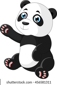 Cute panda sitting cartoon waving hand