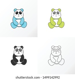 cute panda in sitting image graphic icon logo design abstract concept vector stock. Can be used as a symbol associated animal or cartoon