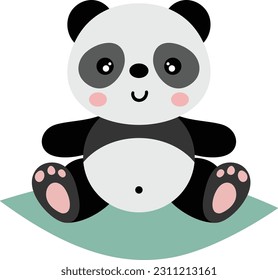 Panda lindo sentado aislado en blanco