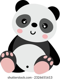 Cute panda sitting isolated on white
