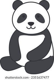 Cute panda sitting on a white background. Vector illustration.