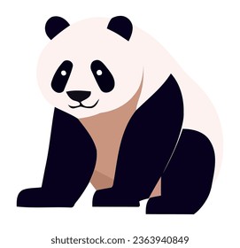 Cute panda sitting over white