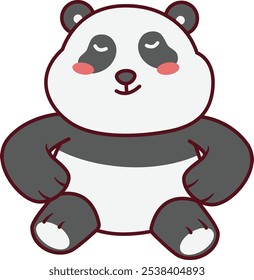 Panda bonito sentado orgulhosa com iluminação Blush